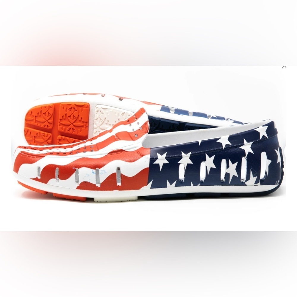 NWOT Mens Floafers Country Club Driver Boat Water Loafer Sz 9 American Flag USA - Picture 2 of 8